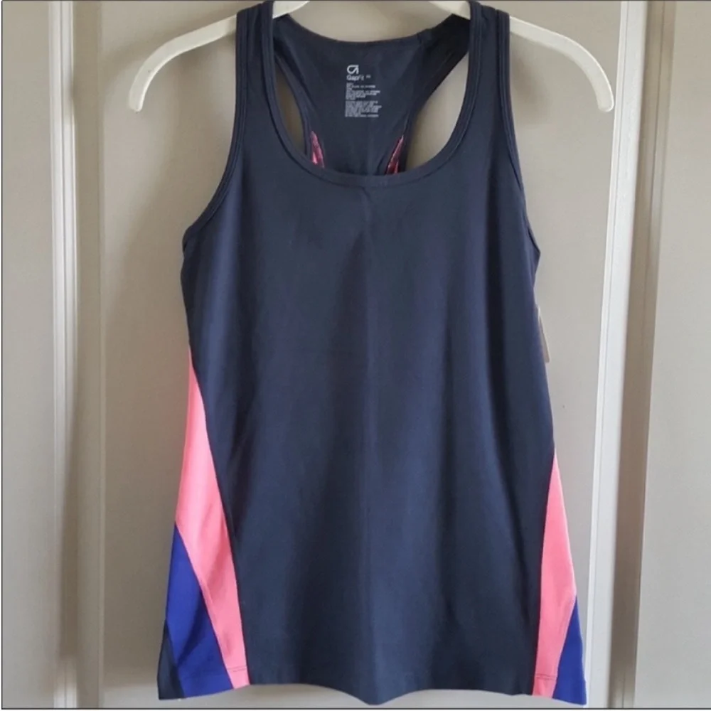 Gap Fit - gray, pink and purple razorback workout tank top - XS